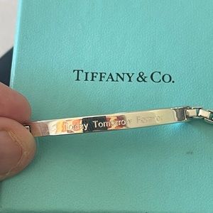 Tiffany & CoSterling Silver Venetian ID bracelet Engraved Today,Tomorrow,Forever